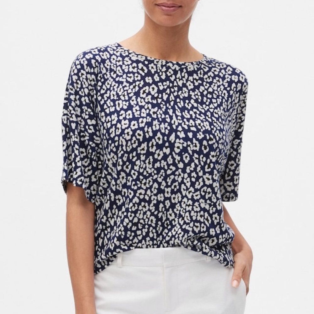 NWT Banana Republic Navy Animal Print Shirt